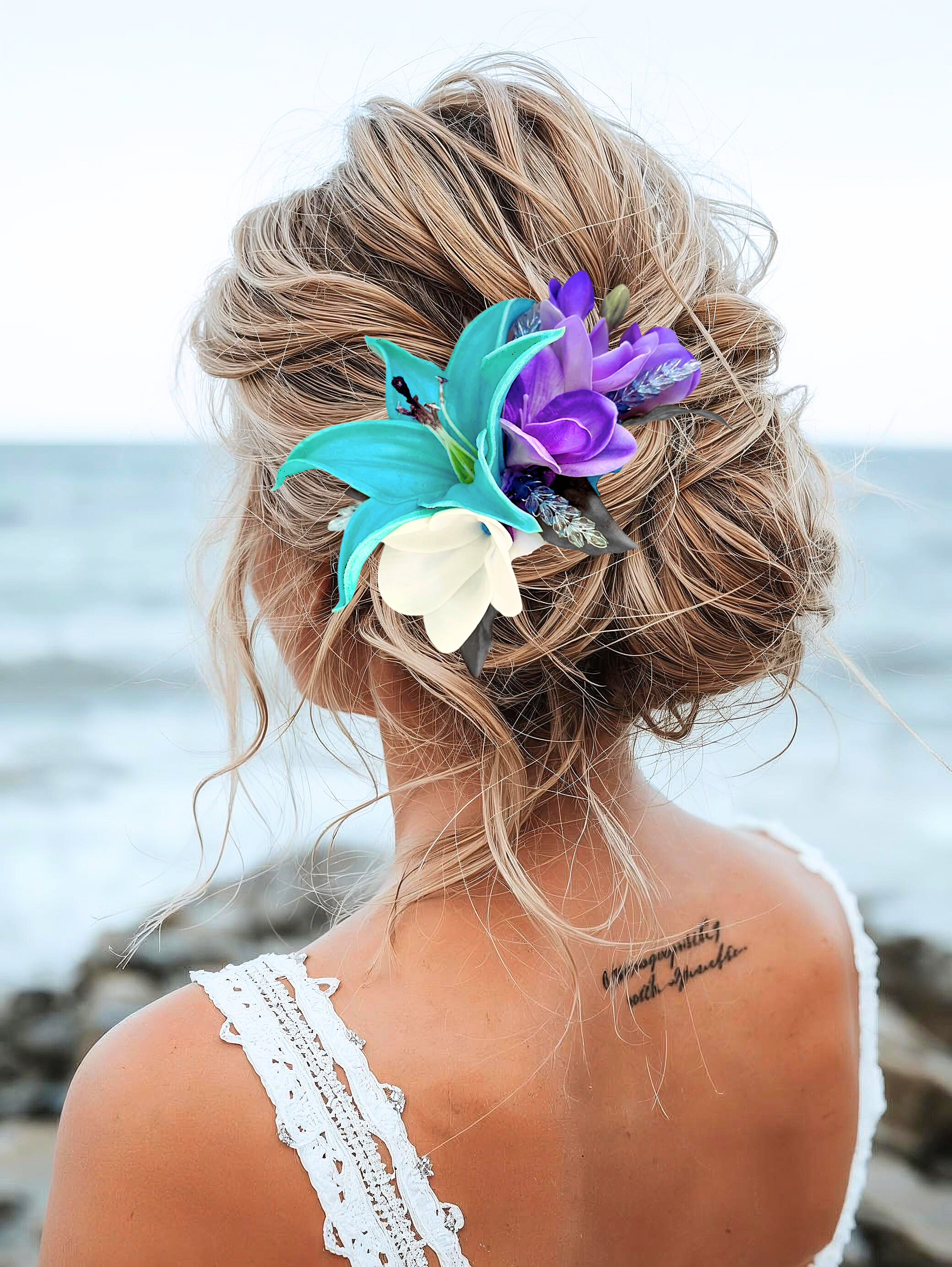 Real Touch Tropical Flower Hair Comb