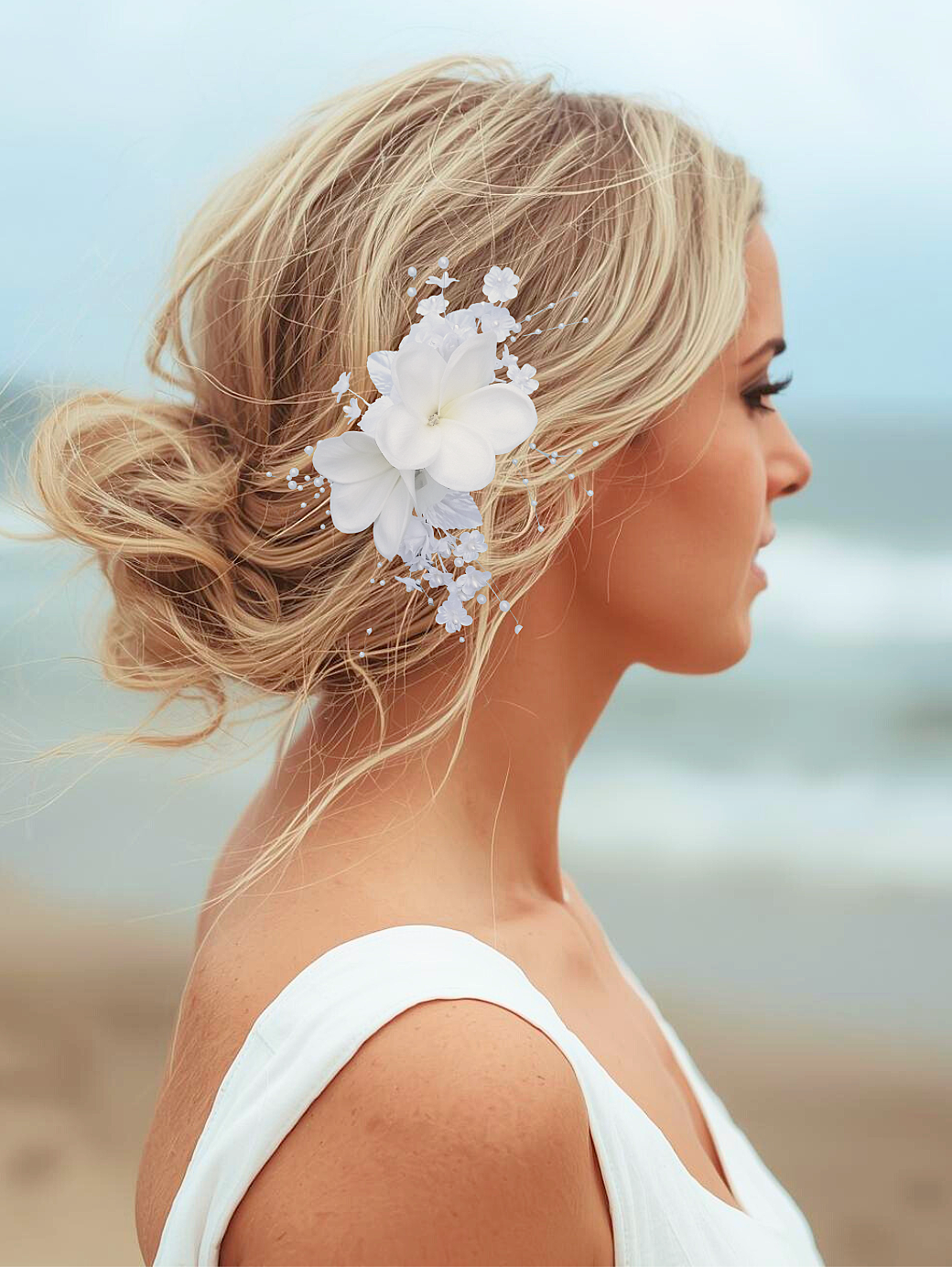 plumeria with silk roses wedding headpiece