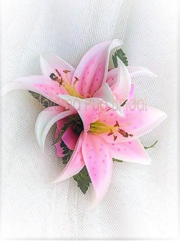 double silk pink lily hair flowers