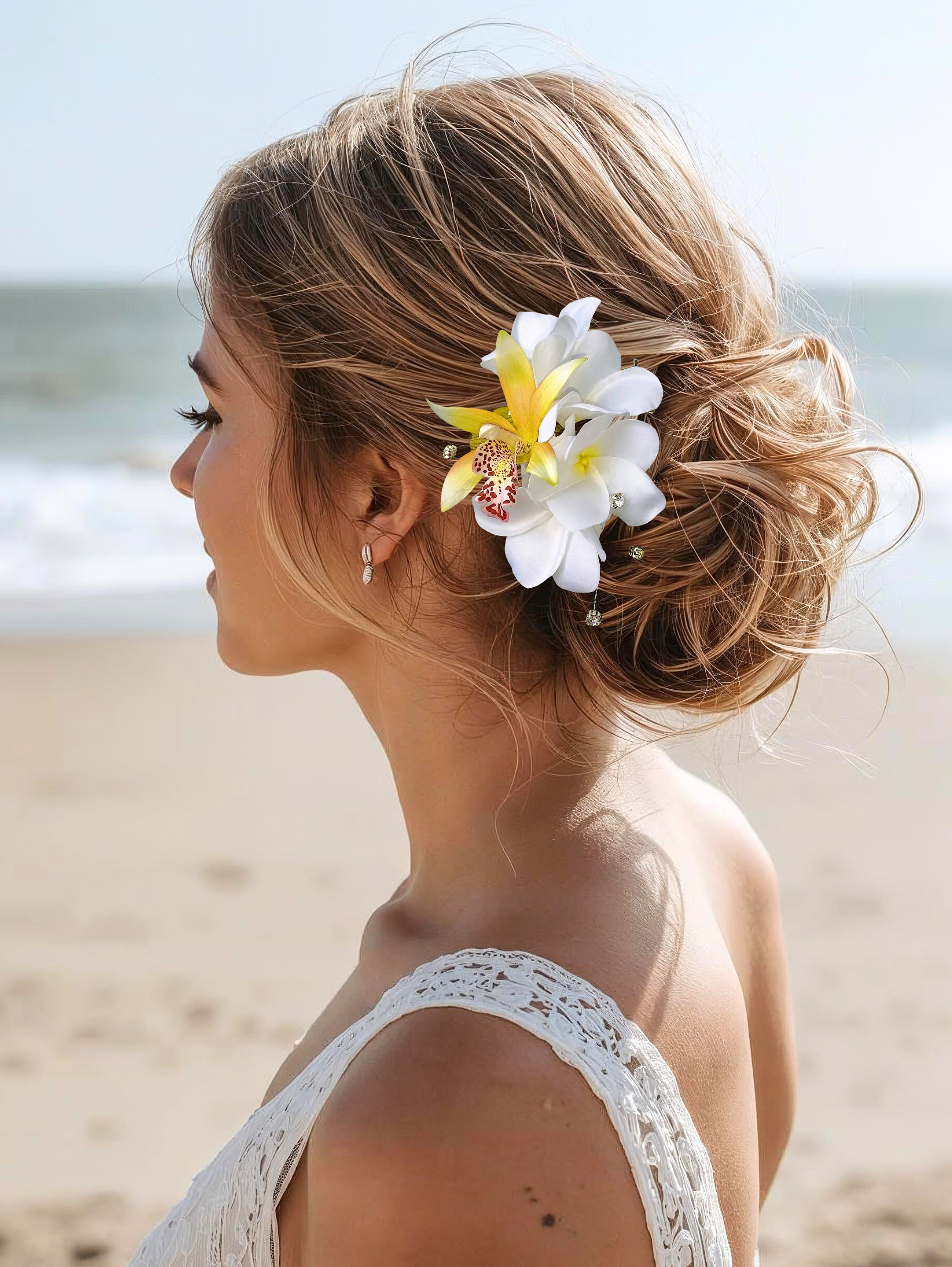 Bridal Headpiece with Tropical Flowers