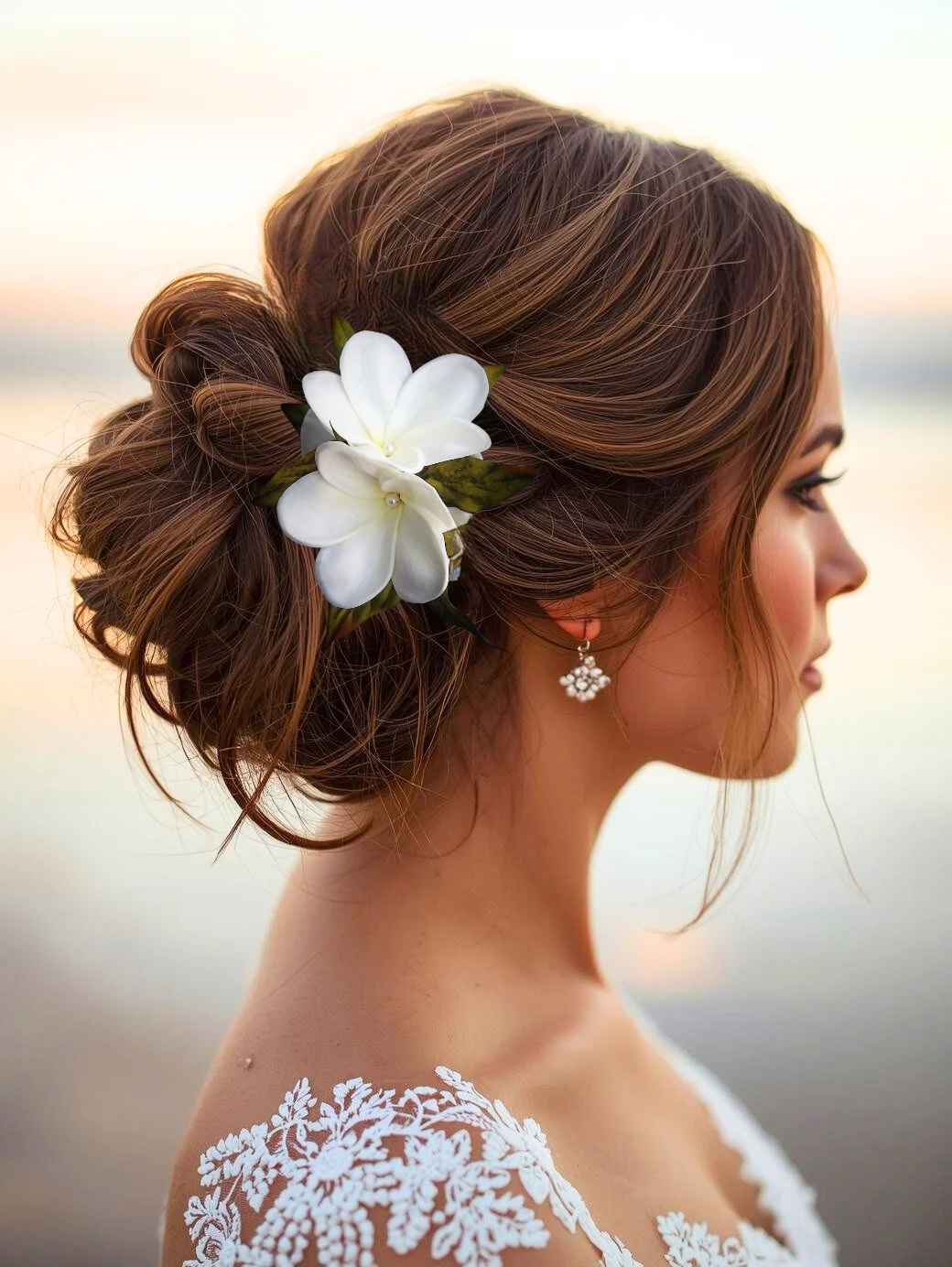 Wedding Hair Accessory with Tropical Plumeria