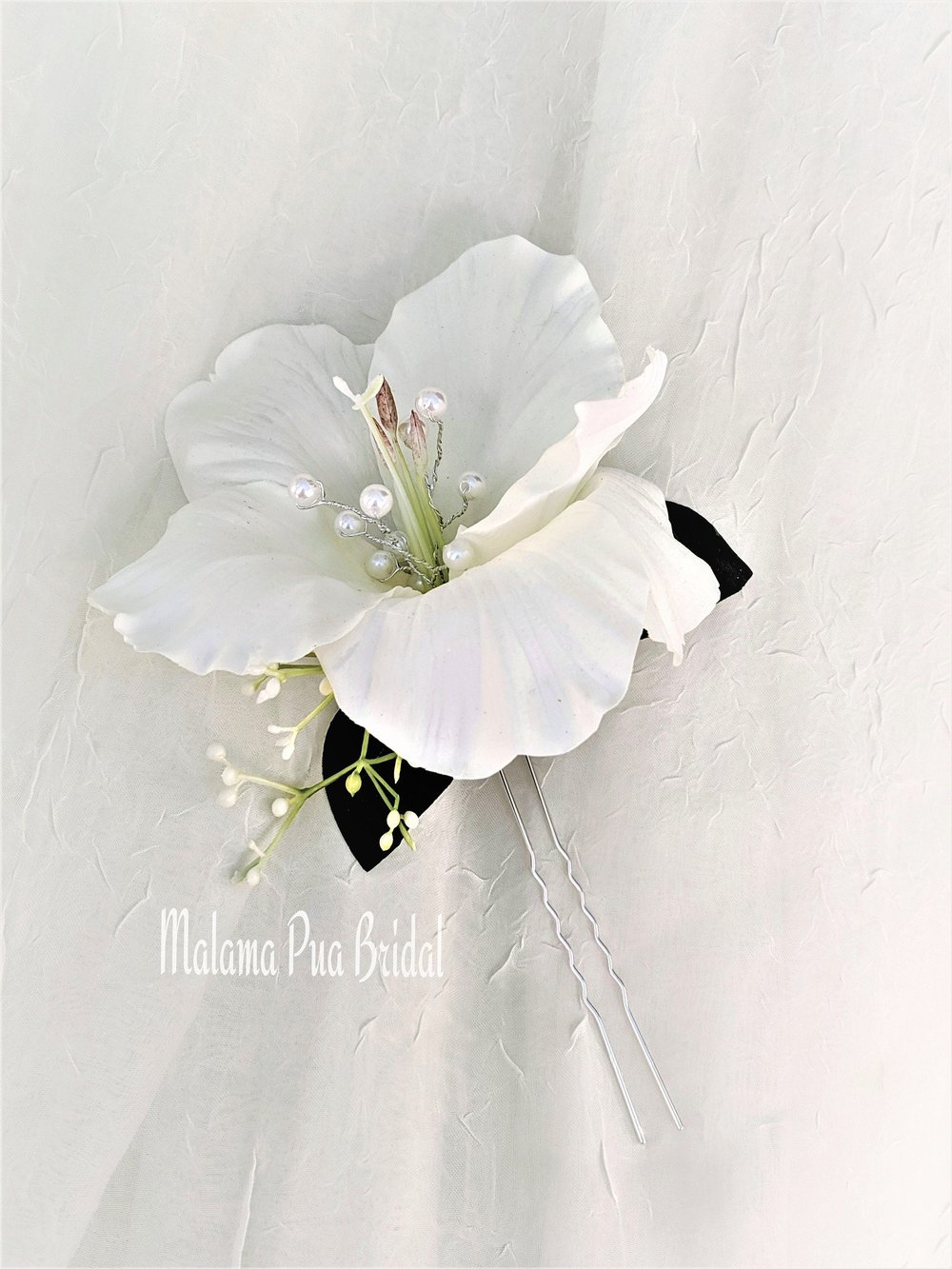 Custom Made White Silk Hawaiian Hibiscus Hair Clip or Comb — Malama Pua  Bridal