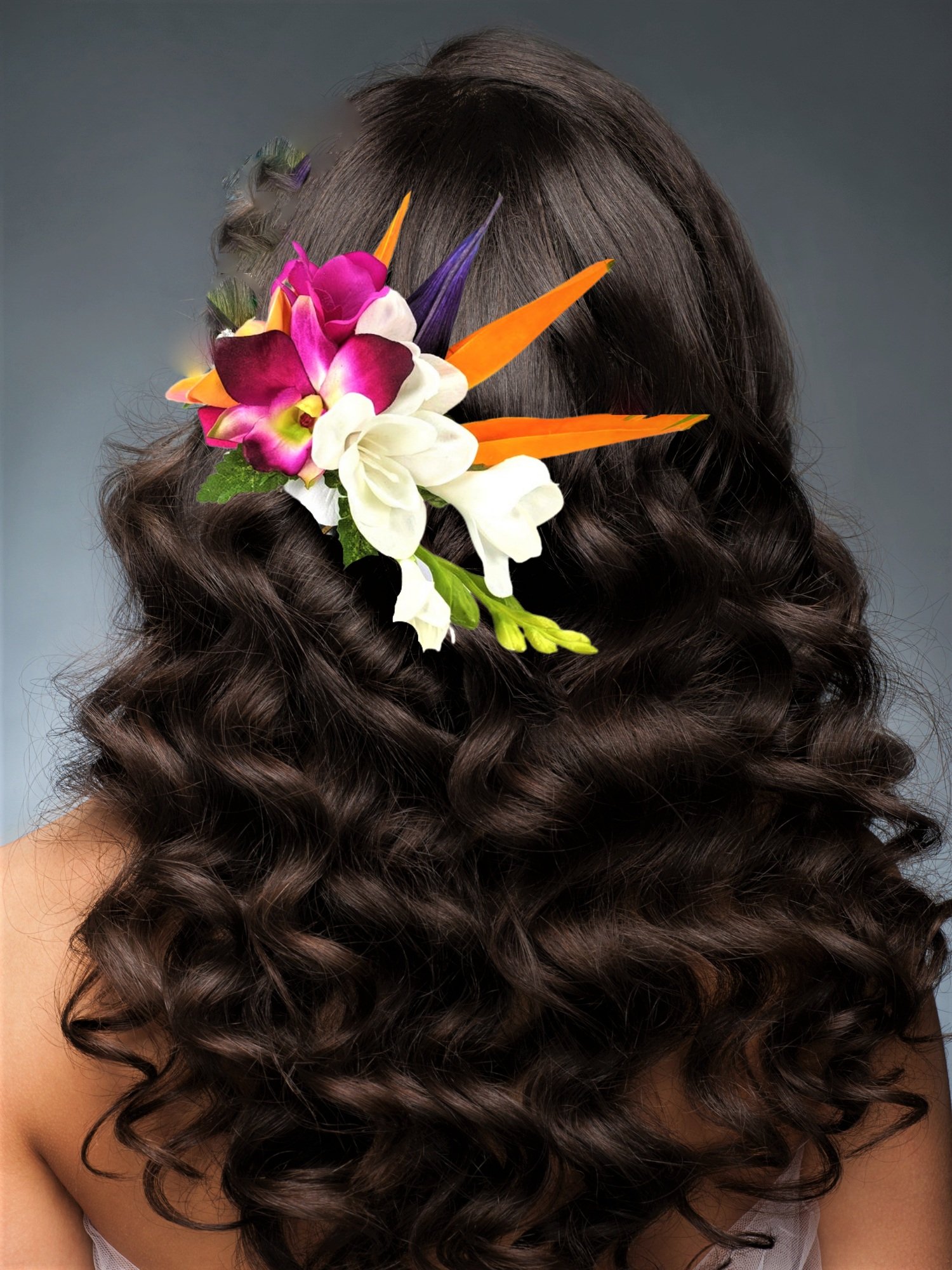 White Pink Orchid Flower Crown, Orchid Crown, Tropical Floral Crown, Tropical Wedding, Tropical Flower Headpiece, Palm Leaves Hair comb - .br White Pink Orchid Flower Crown, Orchid Crown, Tropical Floral Crown, Tropical Wedding, Tropical Flower Headpiece, Palm Leaves Hair comb - .br
