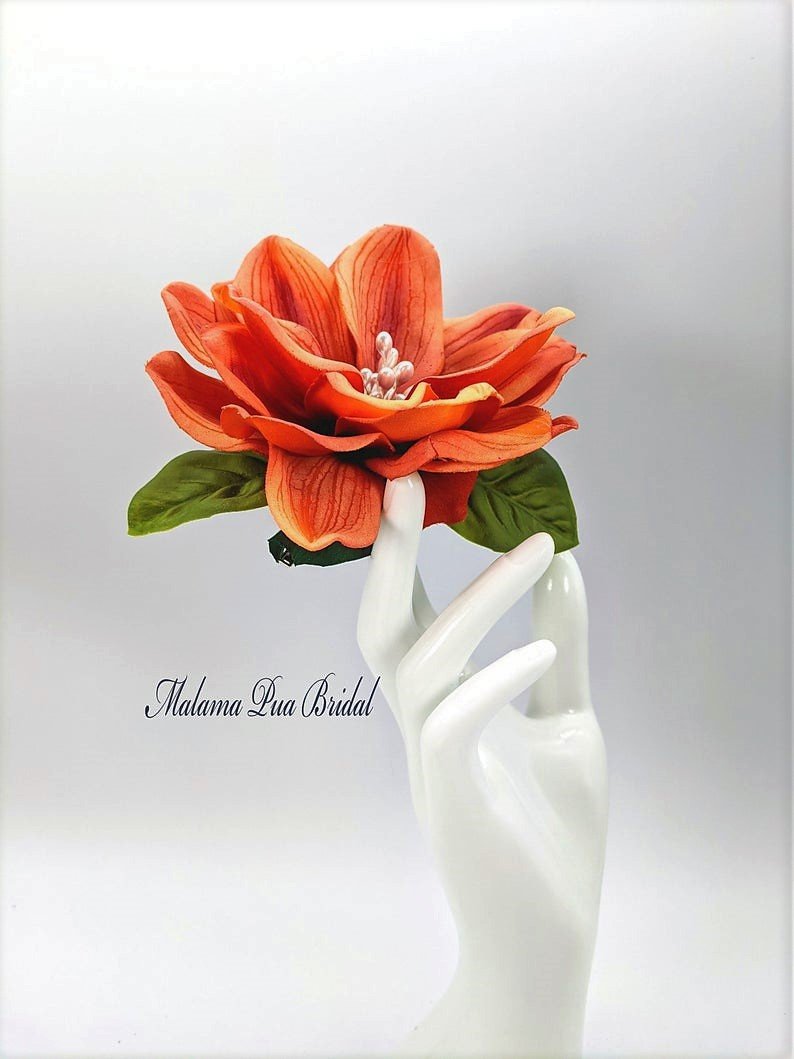 Real Touch Silk Lotus Flower Wedding Hair Accessory created with hand