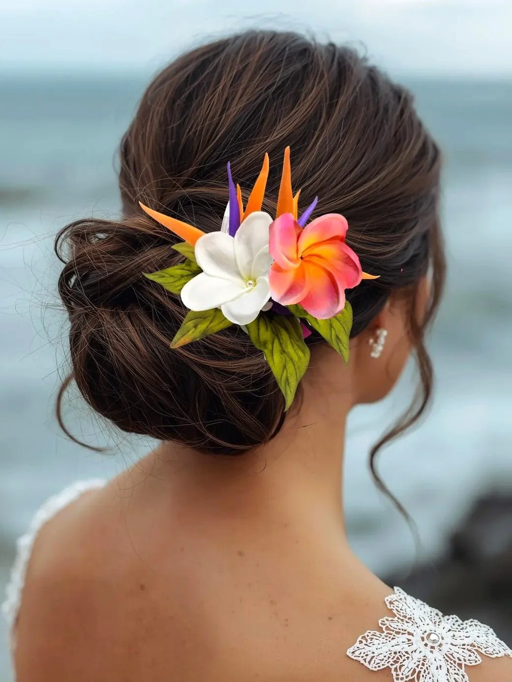 Hawaiian Bird of Paradise & Plumeria Hair Accessory