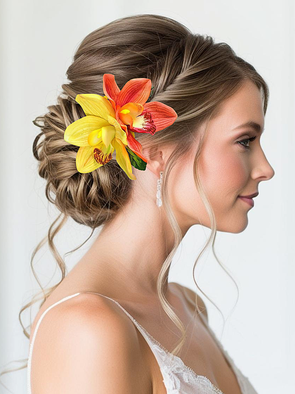 Custom Tropical silk Bridal hair flower with hand wired freshwater ...