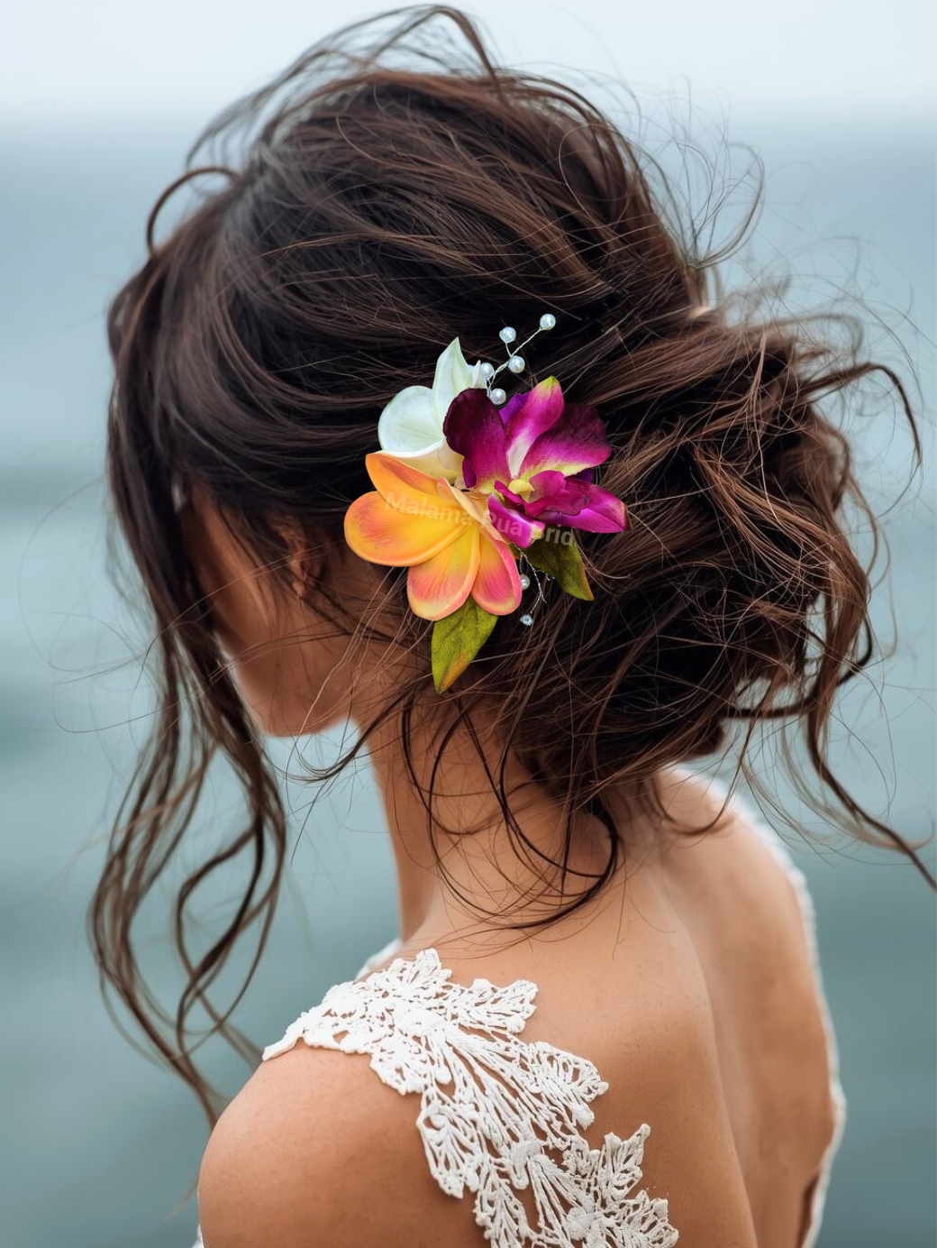 Tropical Silk Orchid & Plumeria Hair Clip