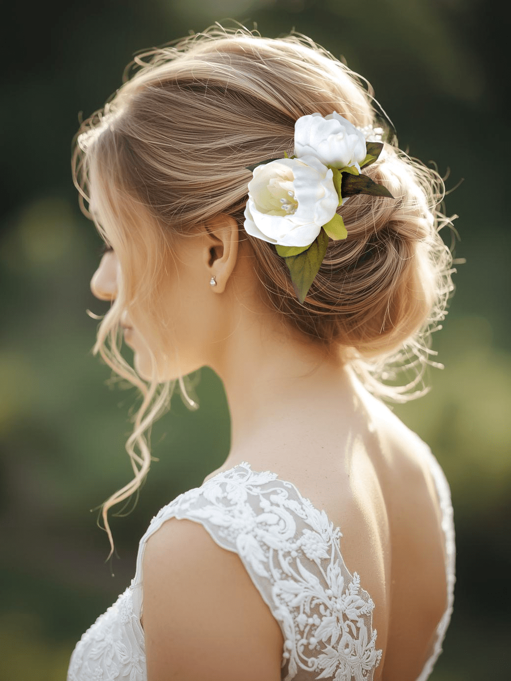 Real Touch Ivory Peony Wedding headpiece with Pearl Centers  display picture 1