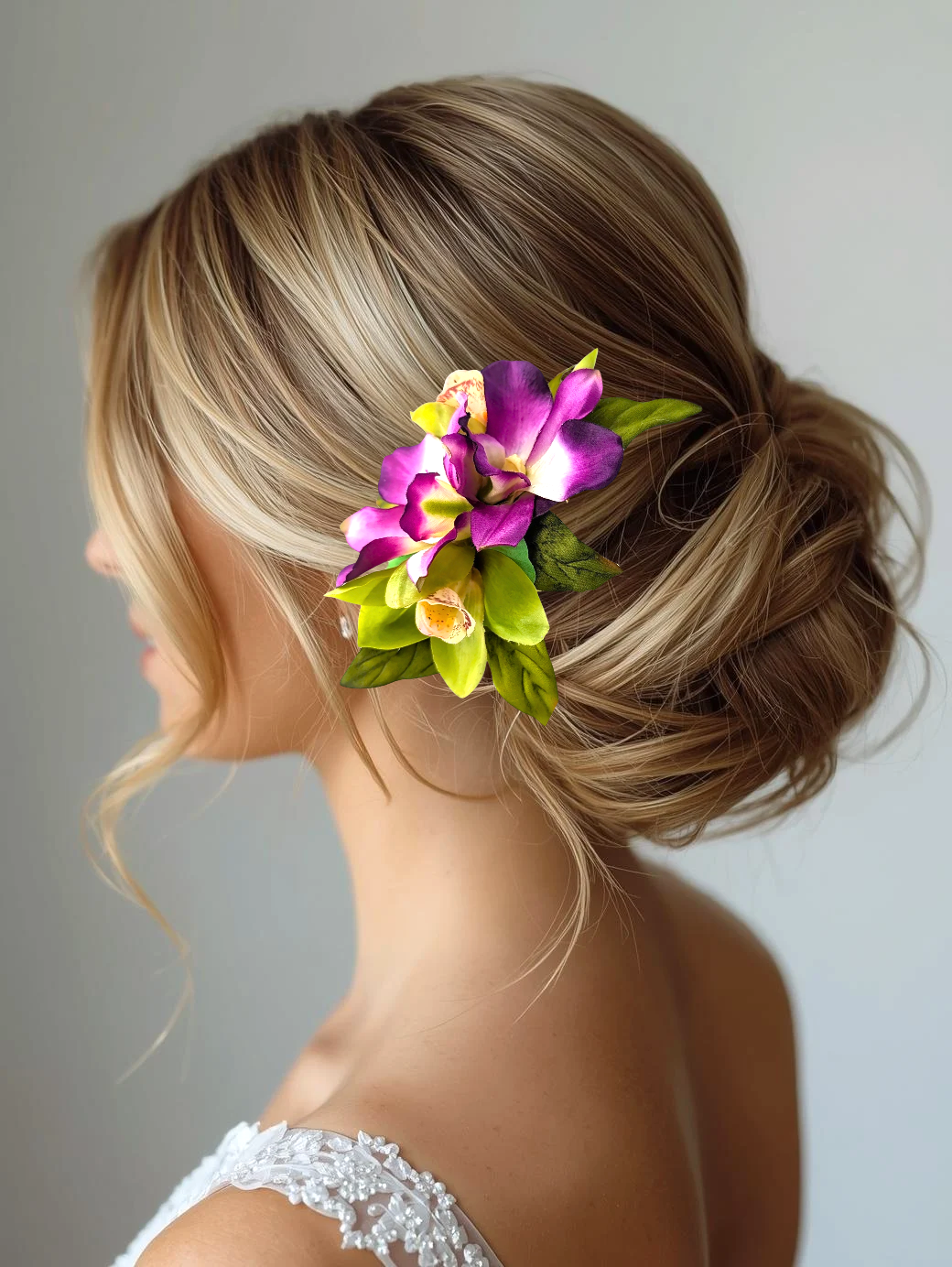Bridal Hair Comb with Orchids