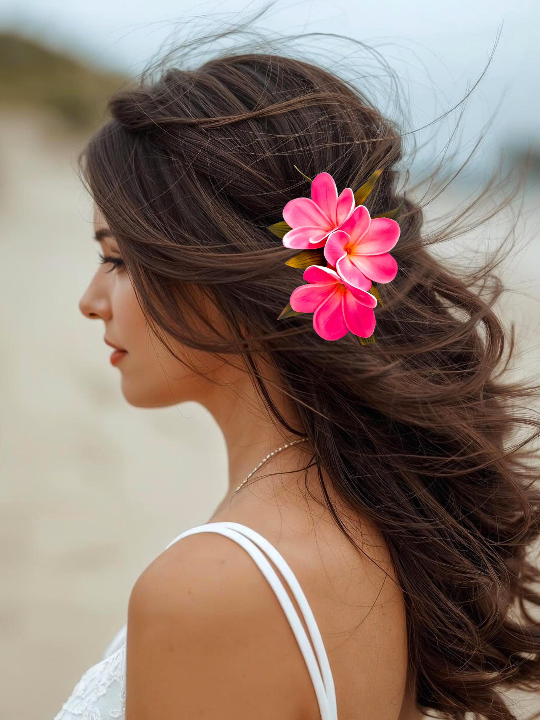Hawaiian Plumeria Tropical Hair Comb