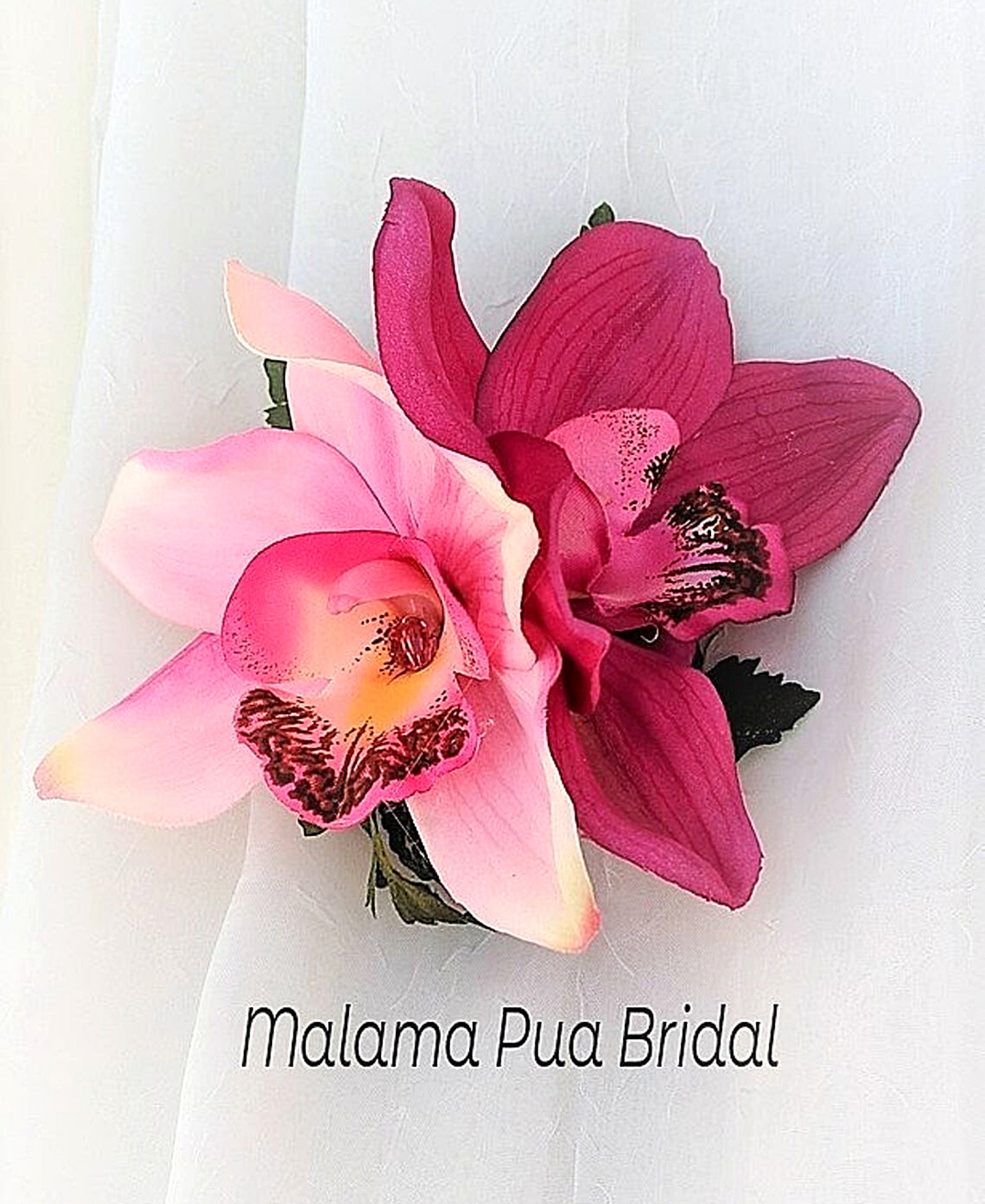 fuchsia and pink orchid silk orchid bridal headpiece
