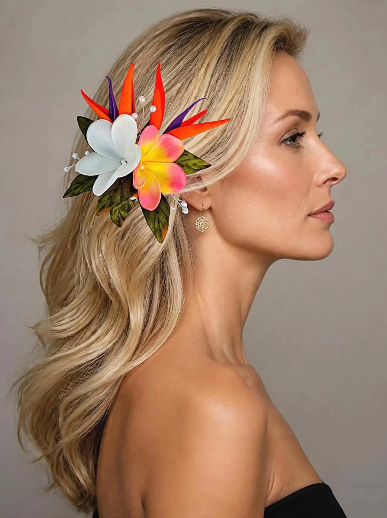 Bird of Paradise & Plumeria Hair Accessory