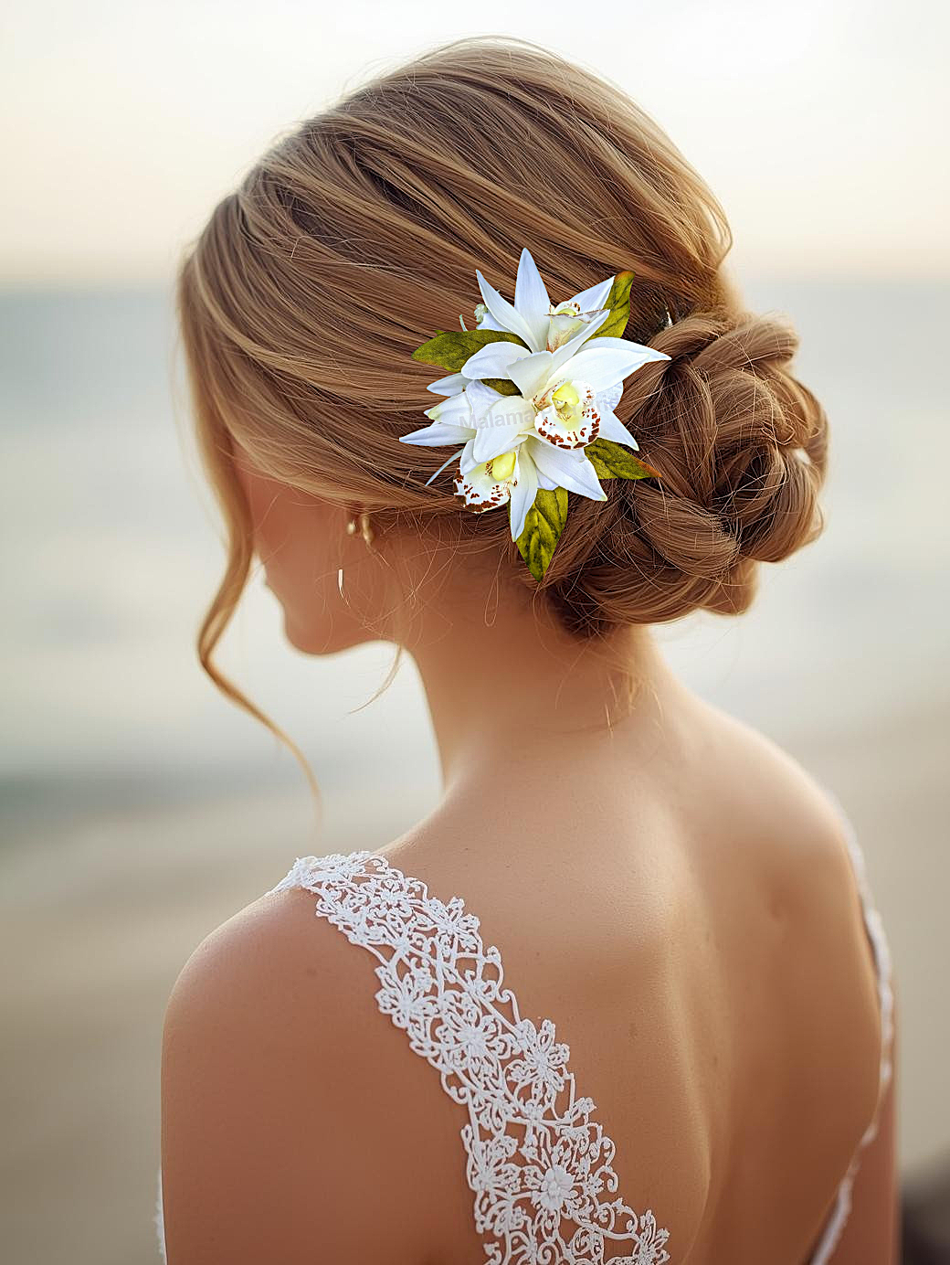 Silk Orchid Wedding Hair Comb with Pearls