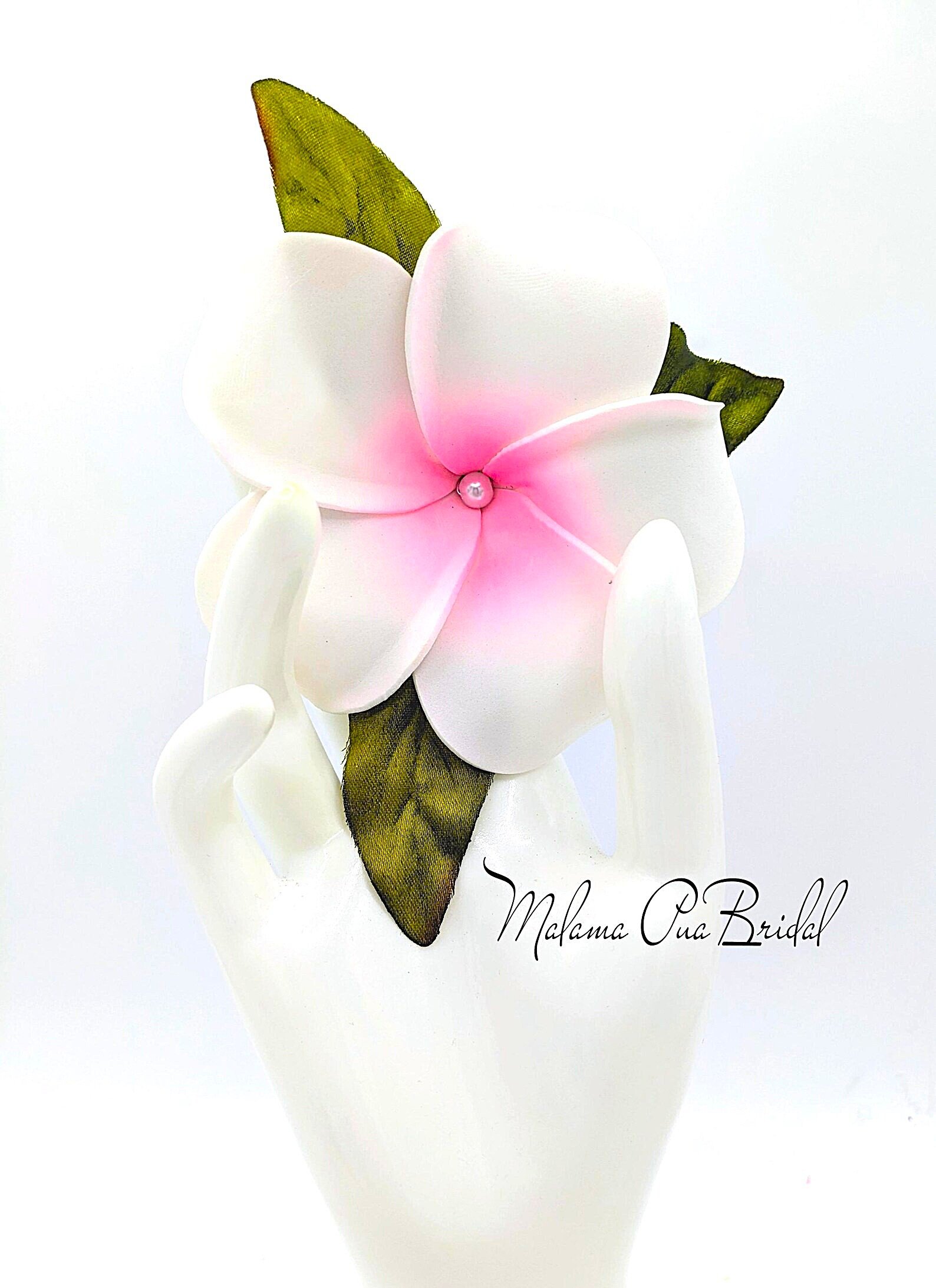 white foam plumeria tropical hair flower