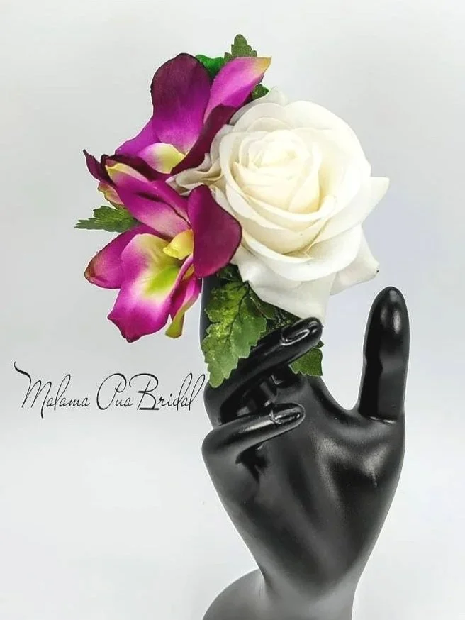 Tropical Silk Orchid and rose Wedding Hair Accessory