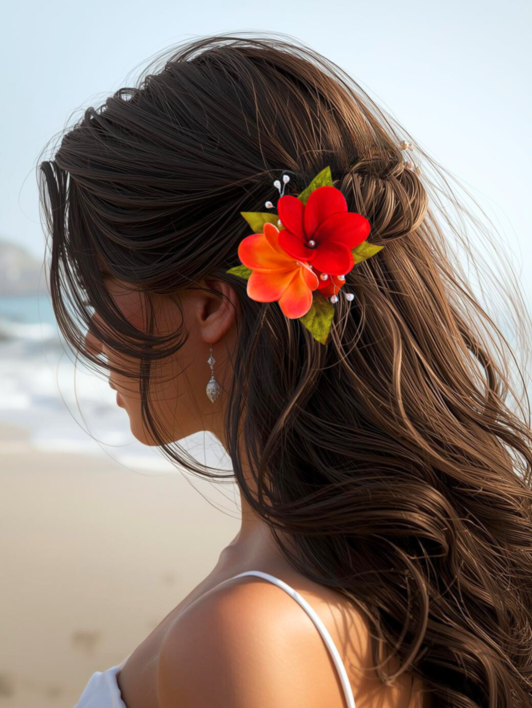 Real Touch Tropical Hawaiian Plumeria Hair Accessory