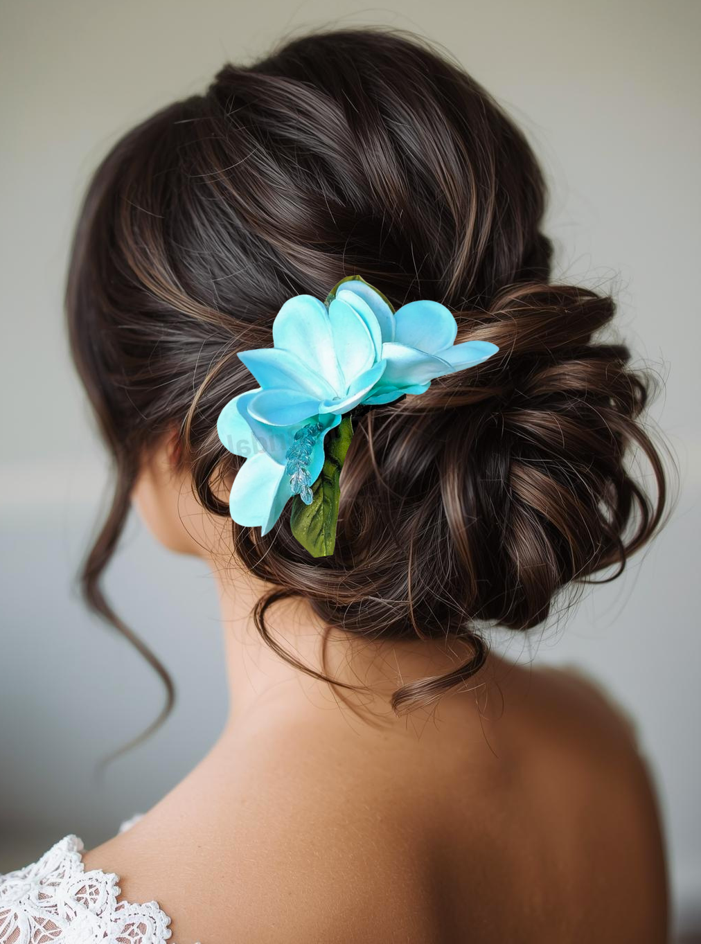 Blue Real Touch Plumeria Hair Accessory