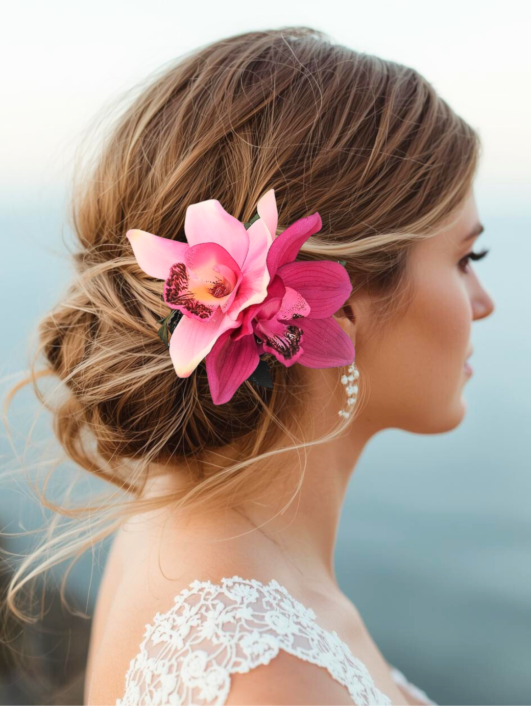 Bridal Hairpiece with Tropical Silk Orchids