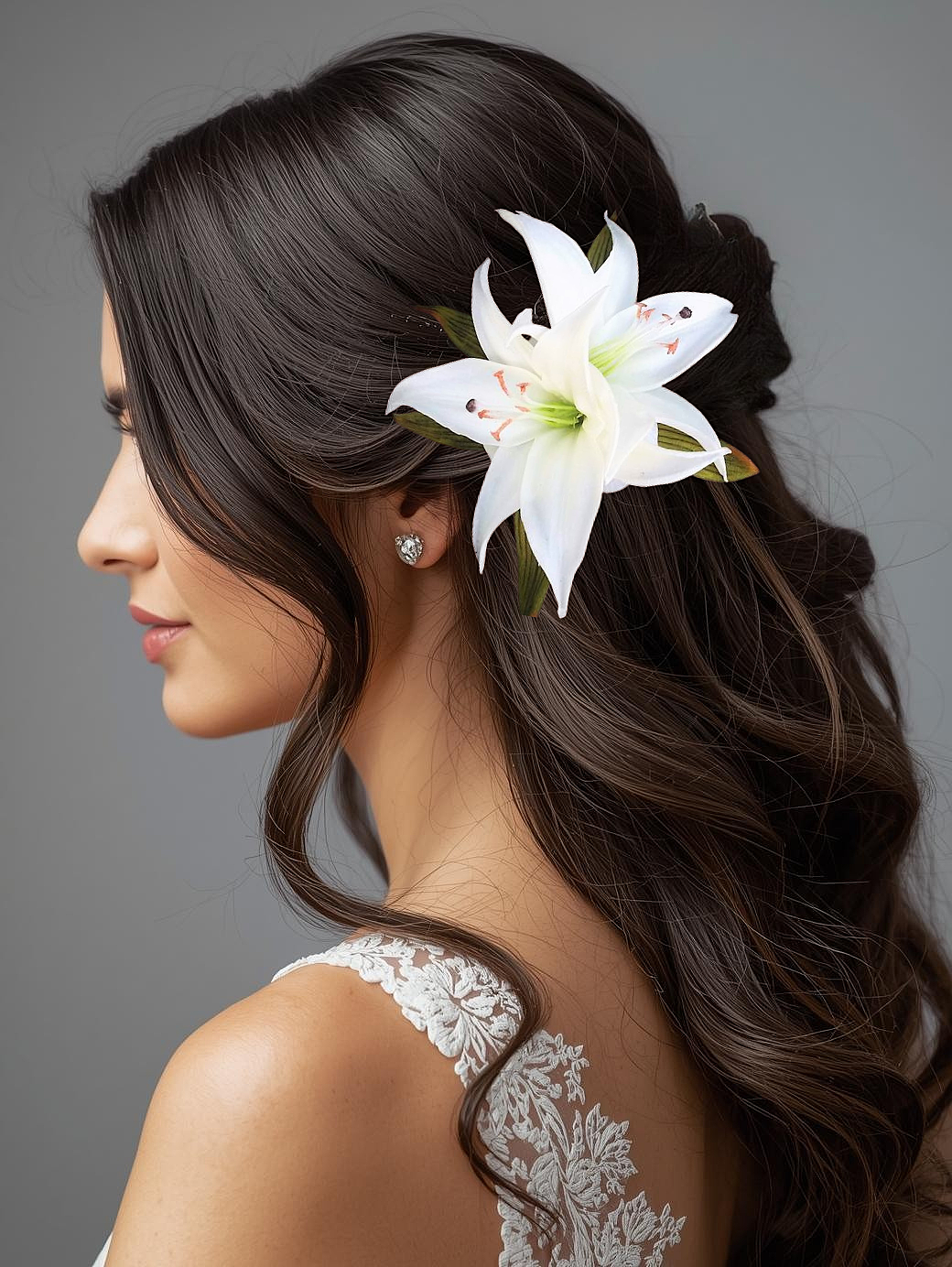 Wedding Headpiece with Real Touch Lilies