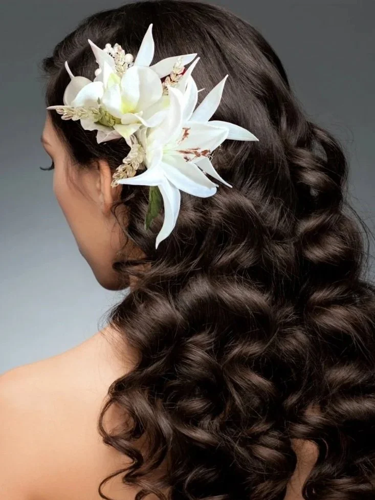 Wedding Headpiece with Heliconia, Lily and Orchids