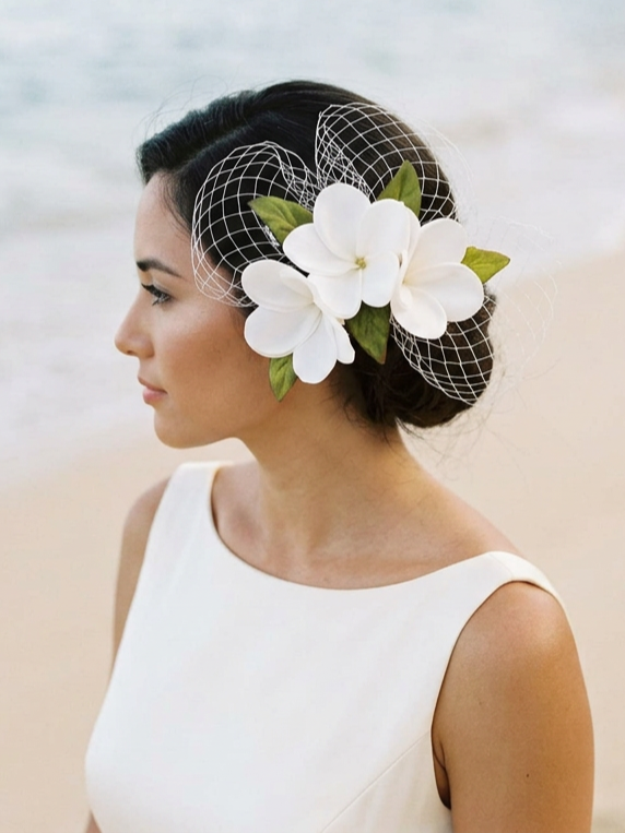 Bridal Headpiece with Real Touch Plumeria