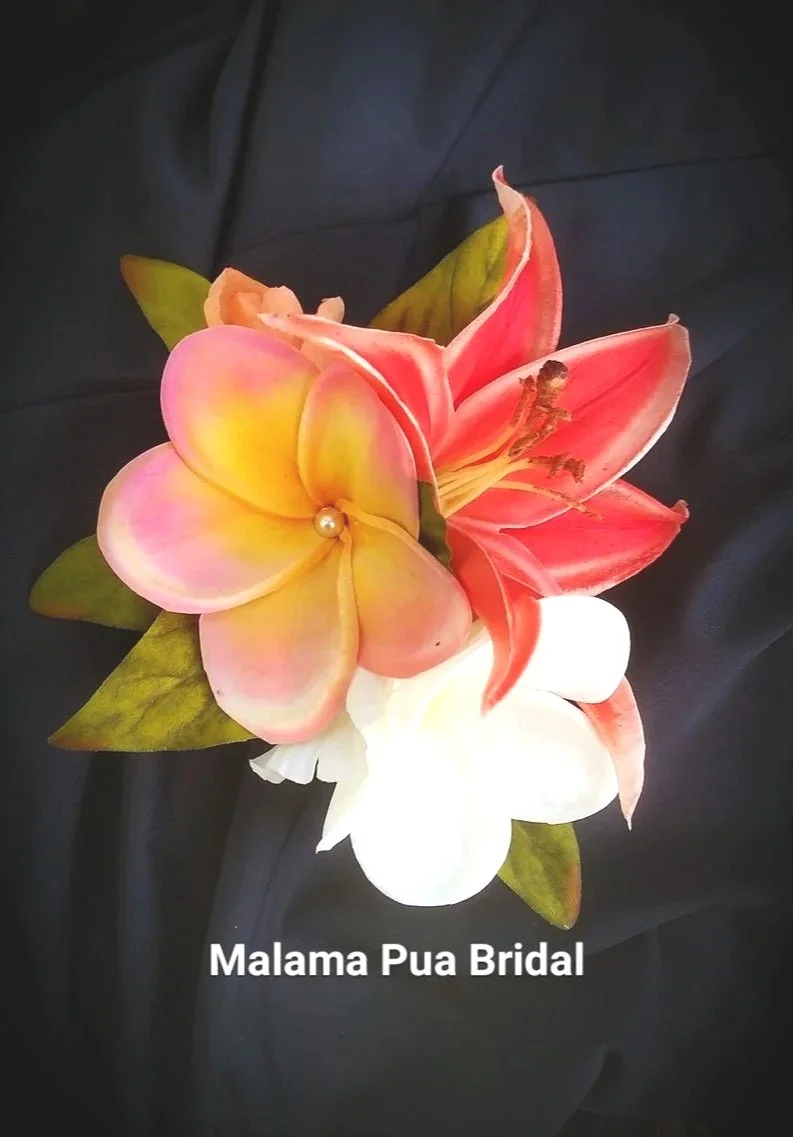 artificial tropical flower headpiece with real touch flowers