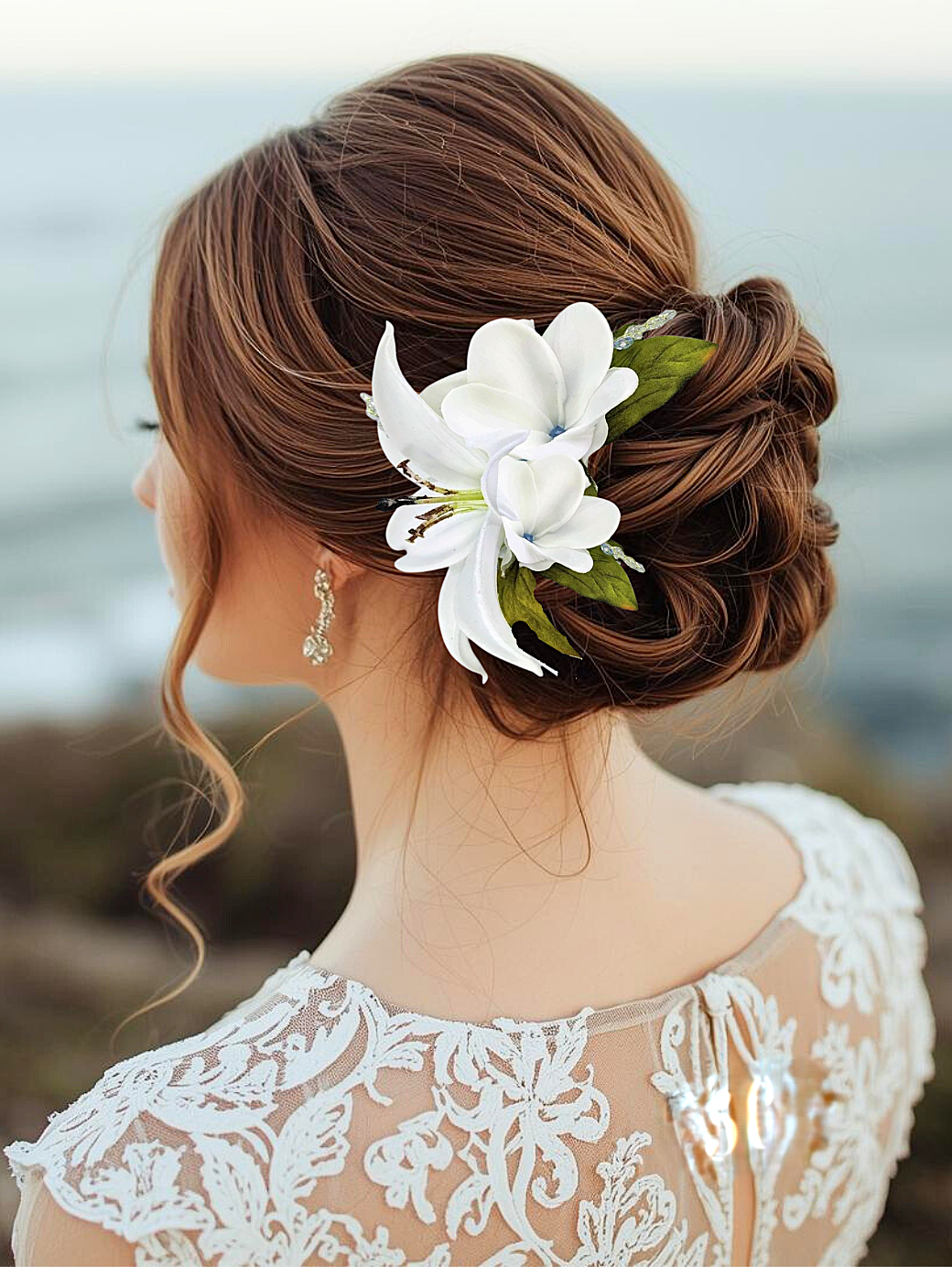 Tropical Bridal Headpiece with Plumeria