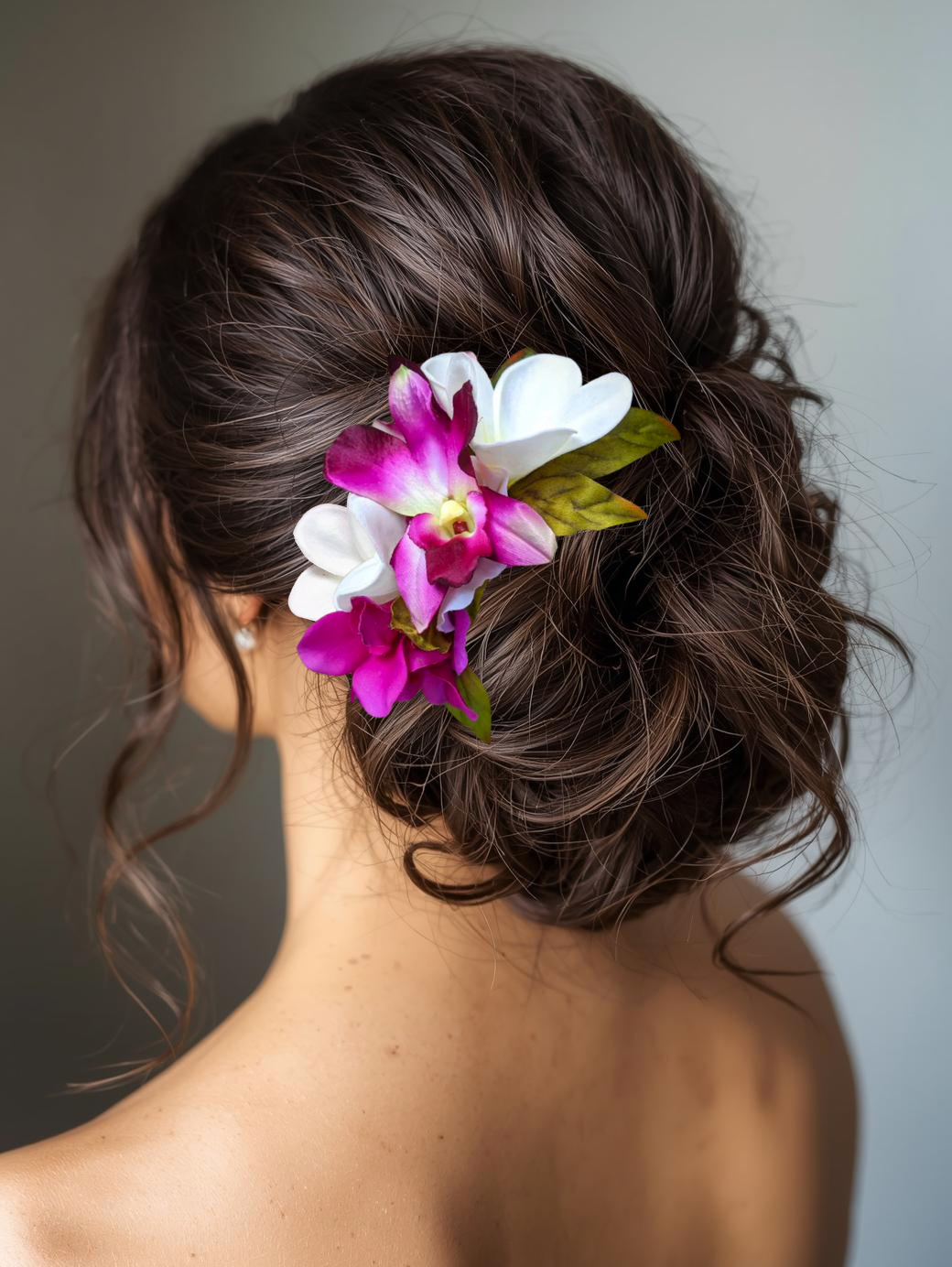 Silk Orchid Bridal Hair Comb with Swarovski