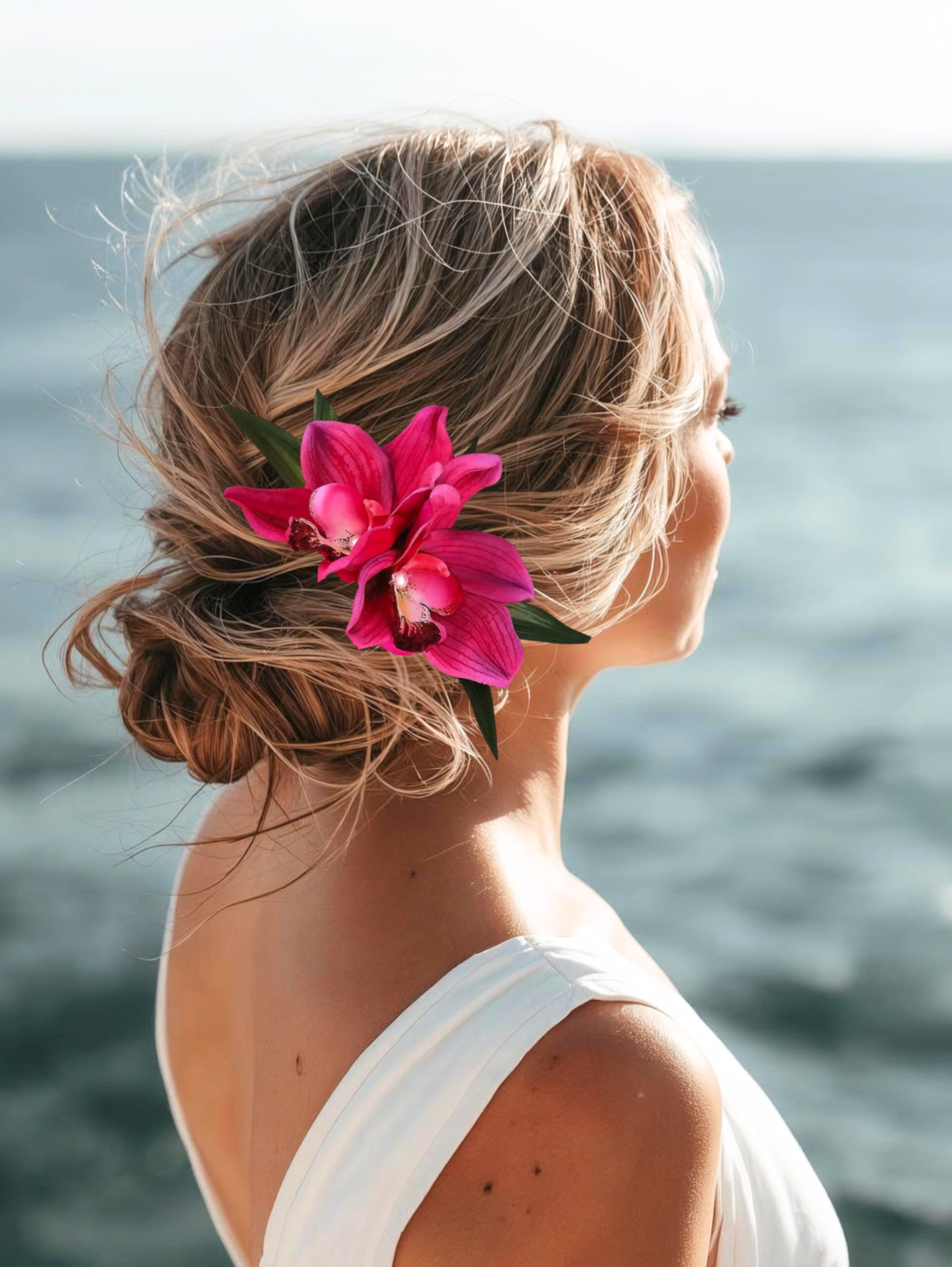 Silk Pink Orchid Bridal Hair flower clip