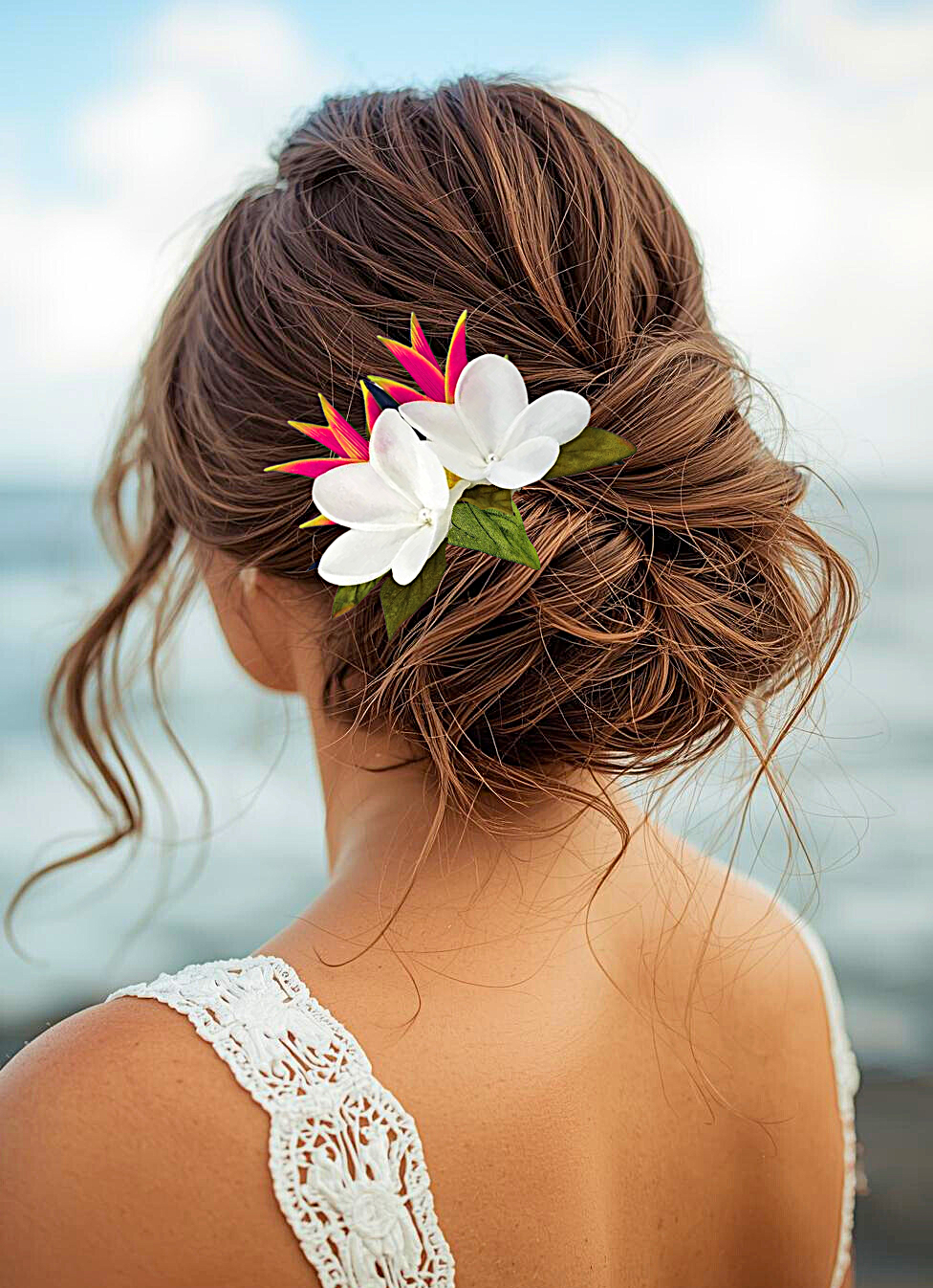 Tropical Bridal Headpiece with Heliconia and Plumeria