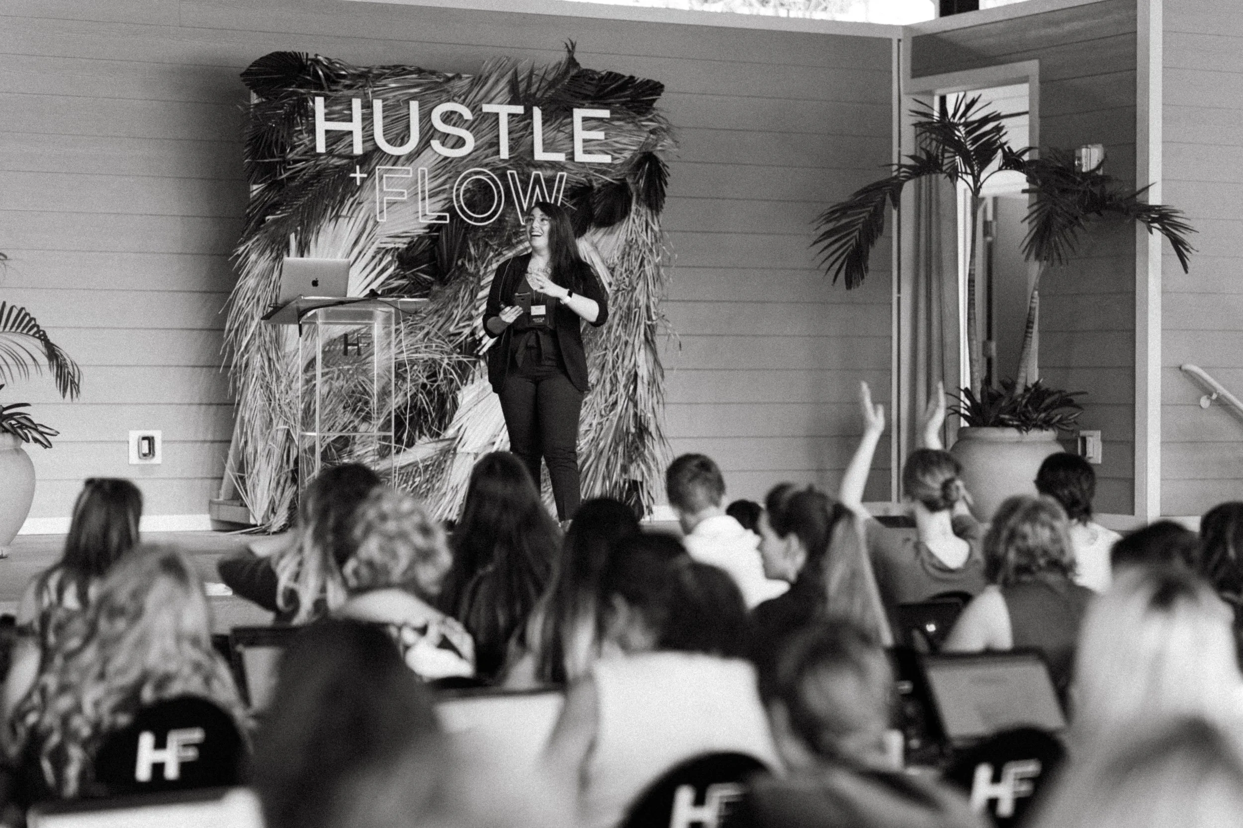 iceland based creative Steph Zakas speaking on stage at event