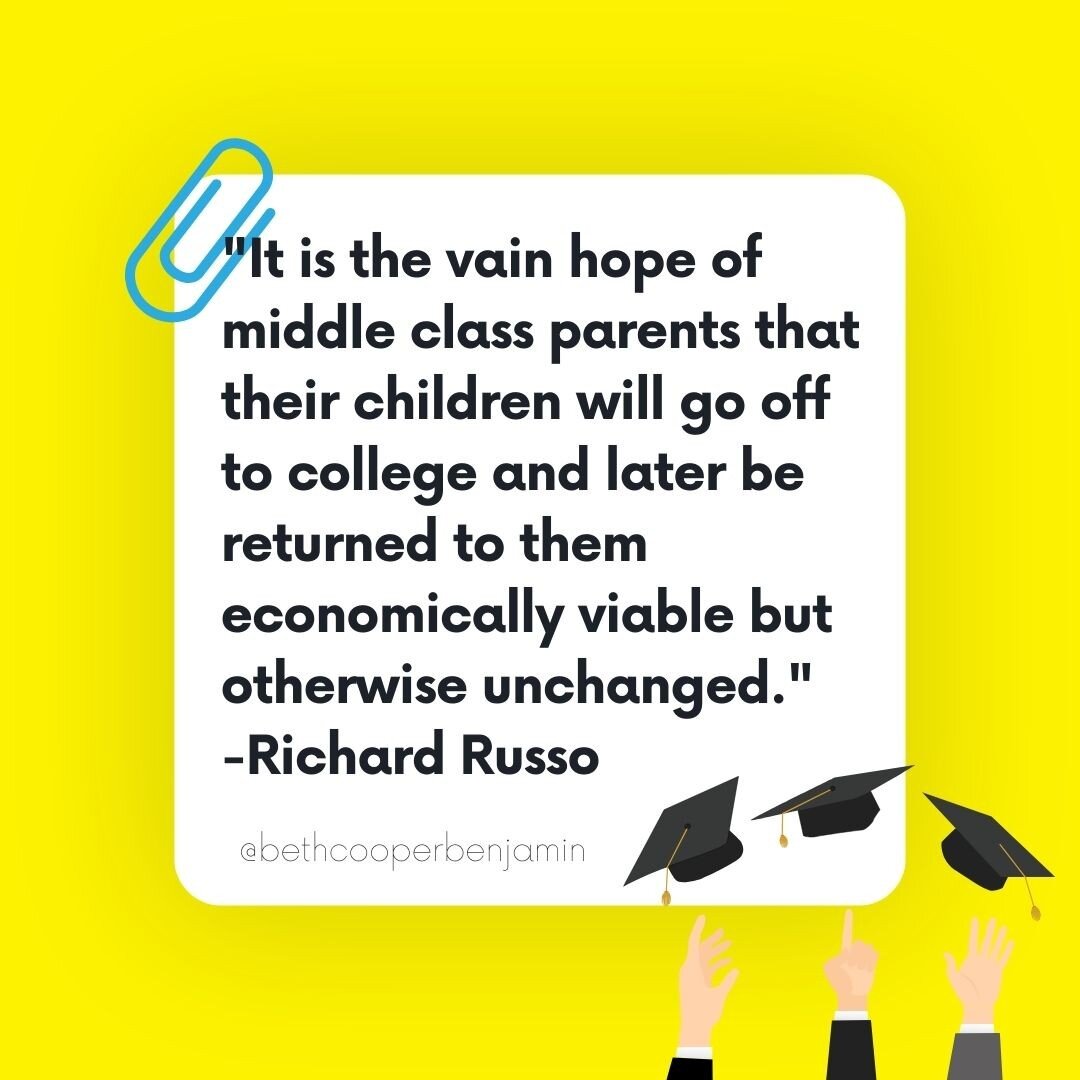 Years ago, when I left graduate school, I had this quote as my email signature. I was reminded of it recently, in a conversation with an independent school leader (about daylight between the school and its parent population). It comes from Russo's no