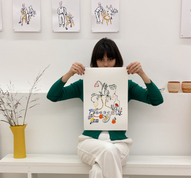Artiste avec une oeuvre
