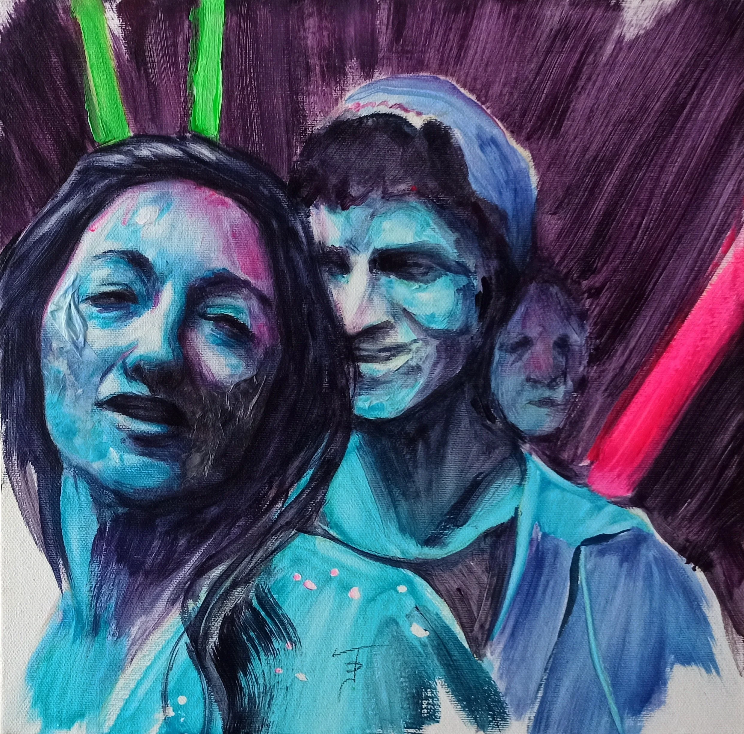 Desire - part 2, 2024, acrylic and paper on canvas, cm 30x30