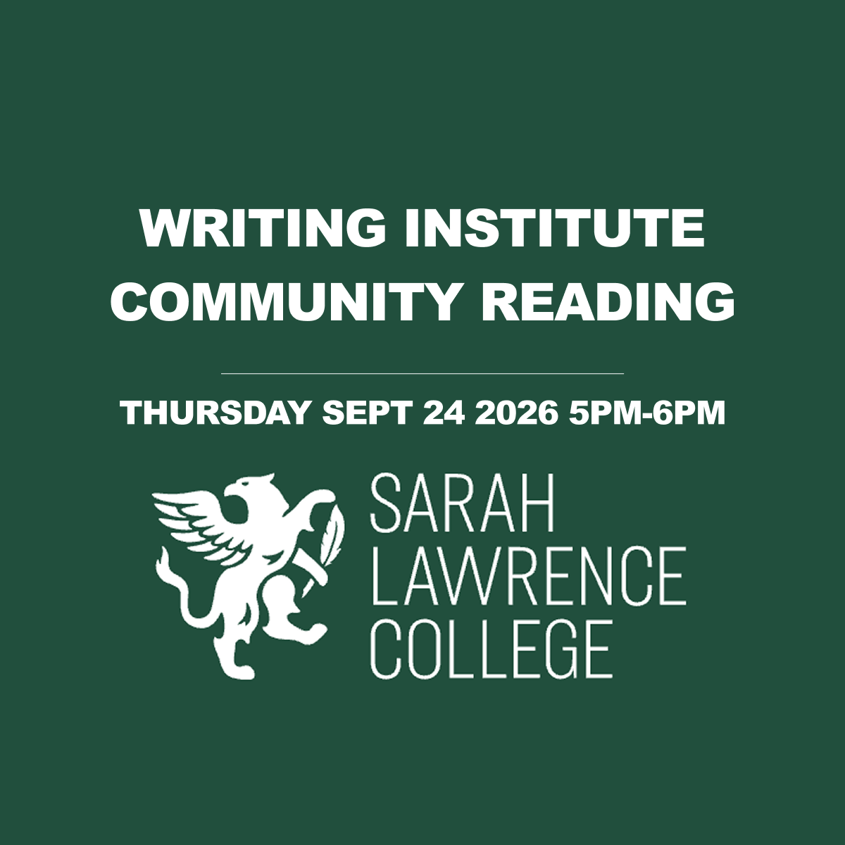 Sarah Lawrence College Writing Institute September Community Reading