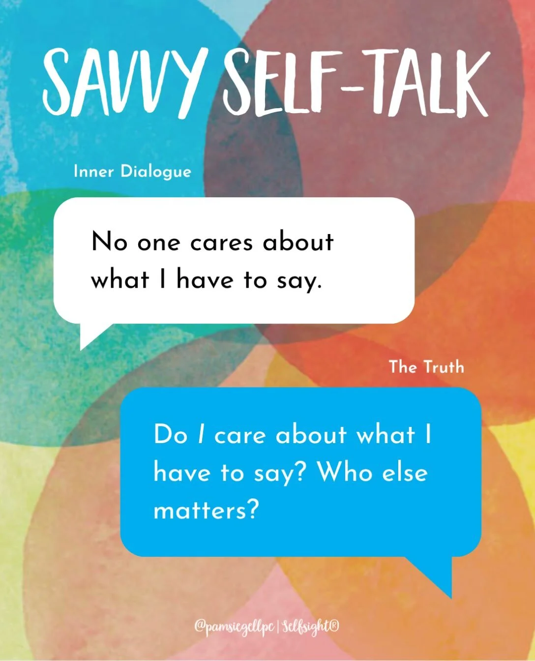 This single defensive thought contains several cognitive distortions: invisibility, disrespect, and insignificance. You have a right to your opinion. Your beliefs and opinions should matter to you. You need an emotional boundary around what you know 