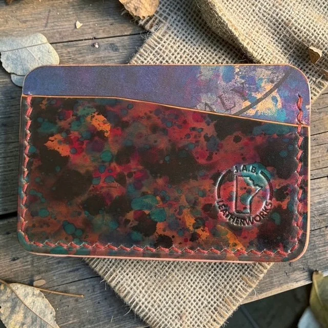 shell cordovan horizontal card holder by J.A.B. Leatherworks