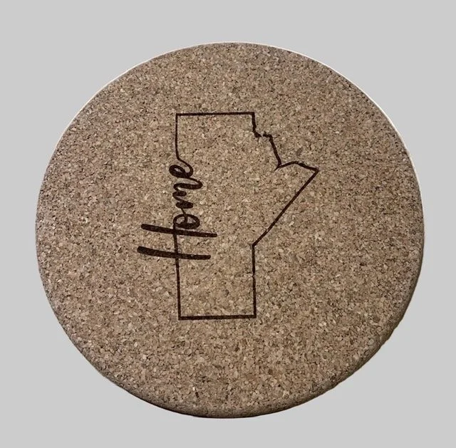 Personalized Cork Trivet Custom Laser Engraved Manitoba Design