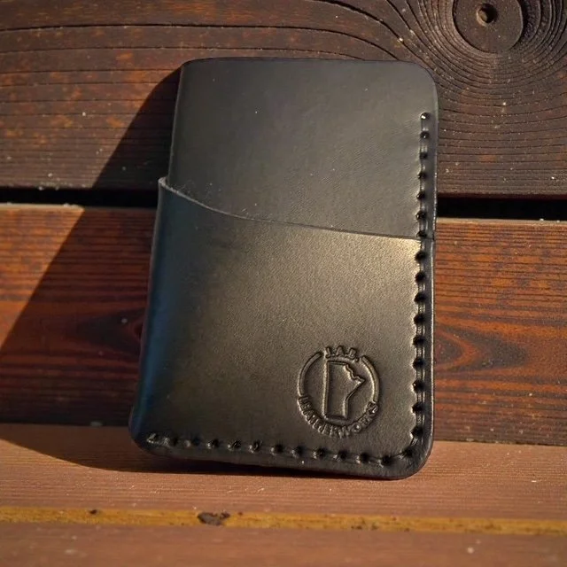 Handcrafted Vertical Leather Card Holder | Customizable | J.A.B. Leatherworks