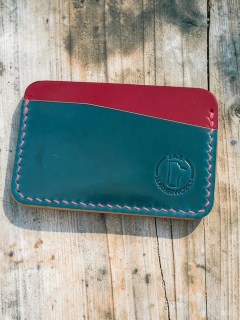 horizontal card holder handcrafted from Rocado shell cordovan