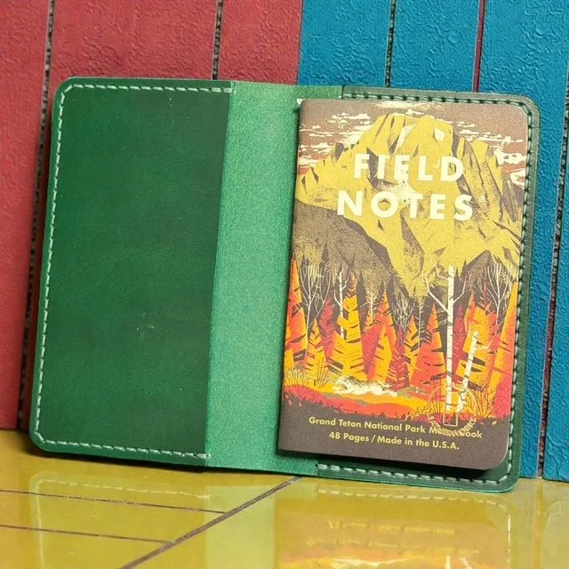 Full Grain Leather Field Notes Folio | Notebook Cover with Card Pockets | J.A.B. Leatherworks