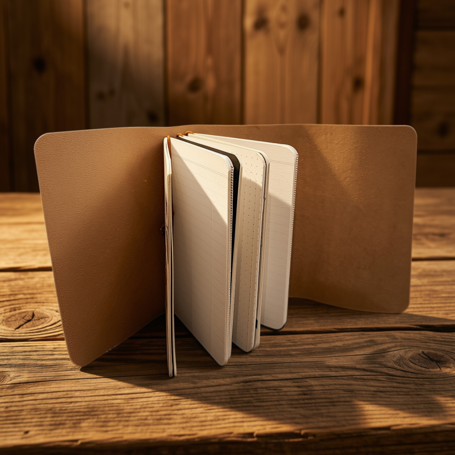 Copper marble vegetable-tanned leather Field Notes tri-fold cover with cord closure, handmade by JAB Leatherworks