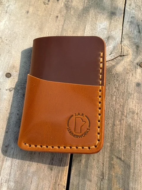 vertical card holder handcrafted from Rocado shell cordovan