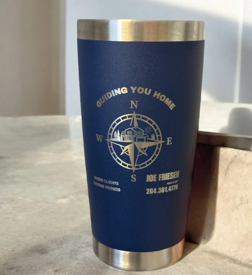 Personalized laser engraved tumbler with custom name, handcrafted in Canada