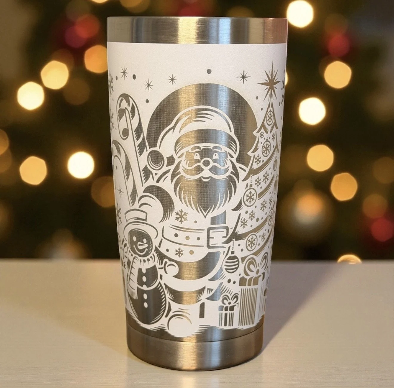 Personalized laser engraved tumbler with custom name, handcrafted in Canada