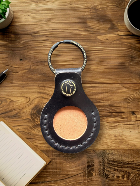 Handcrafted shell cordovan Apple AirTag keychain