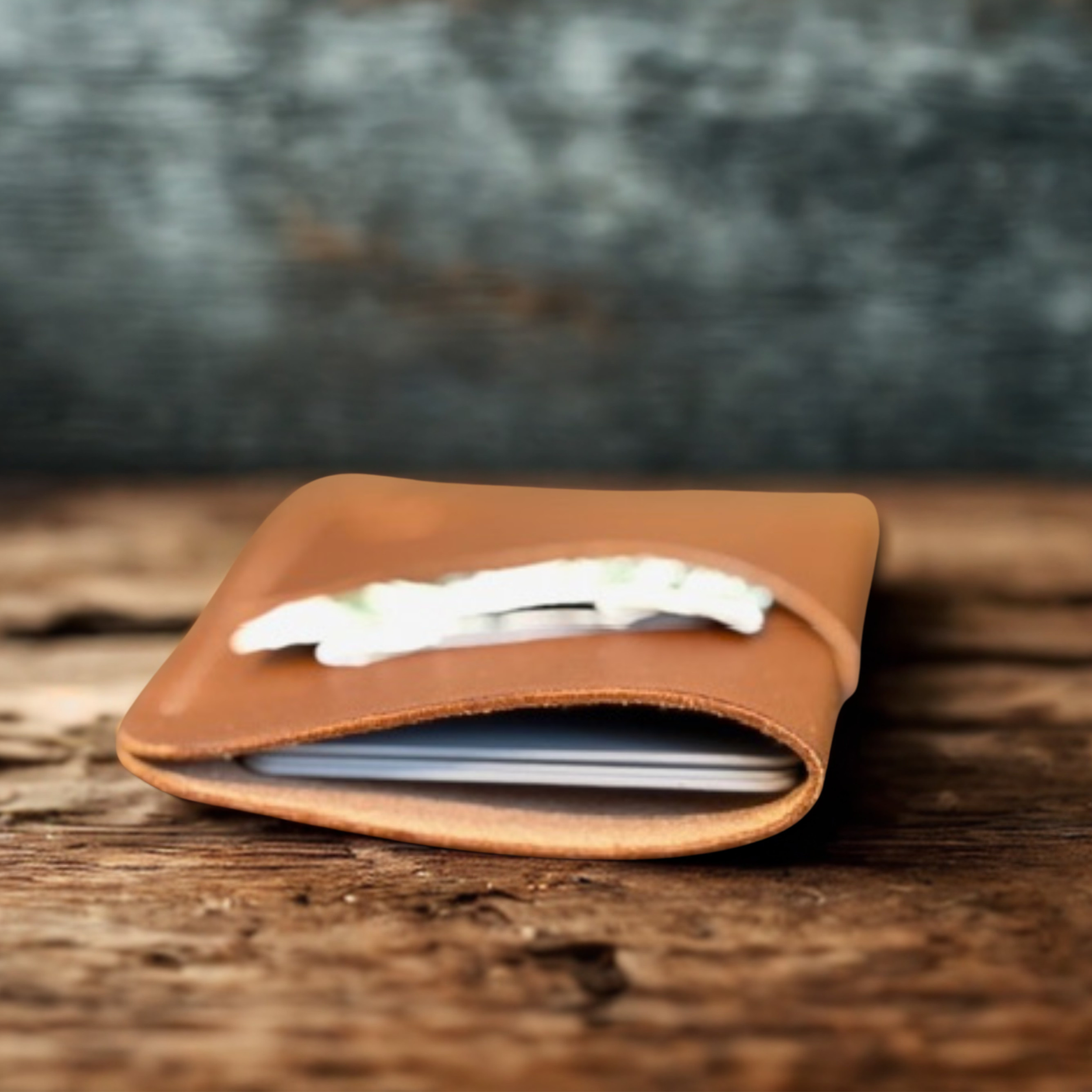 Handcrafted custom vegetable tanned premium full grain leather vertical card holder. Manitoba, Canada