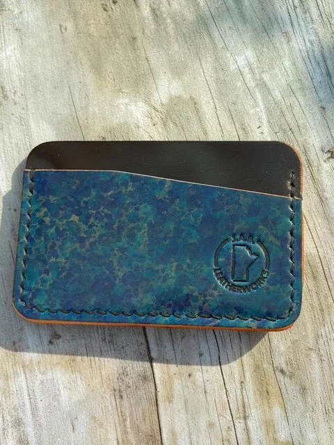 horizontal card holder handcrafted from art shell cordovan