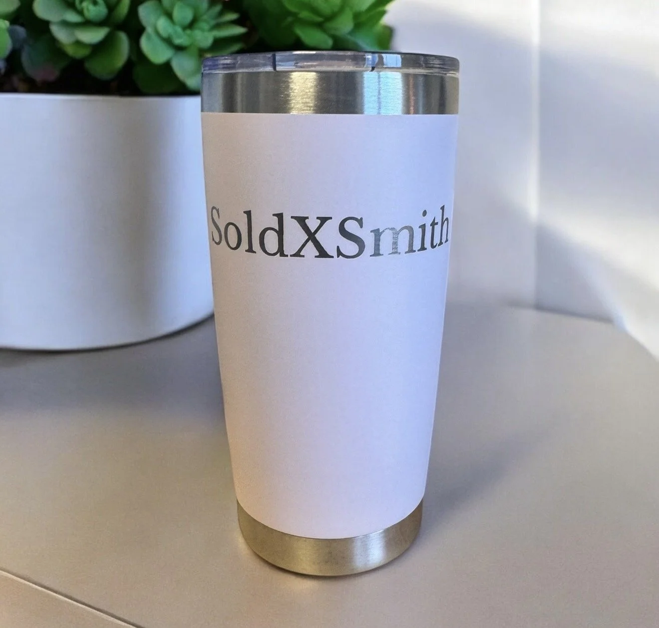 Personalized laser engraved tumbler with custom name, handcrafted in Canada