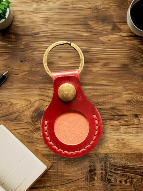 Handcrafted shell cordovan Apple AirTag keychain